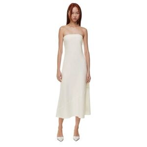 NEW Aritzia Women’s Babaton Resolution Strapless Maxi White Flowy Dress, Size L
